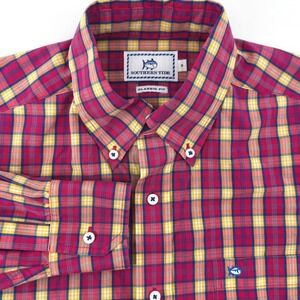 Southern Tide Classic Fit Plaid Cotton Button Down Shirt Men's Small Long Sleeve